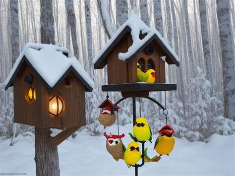 Premium AI Image | bright bird feeder in winter