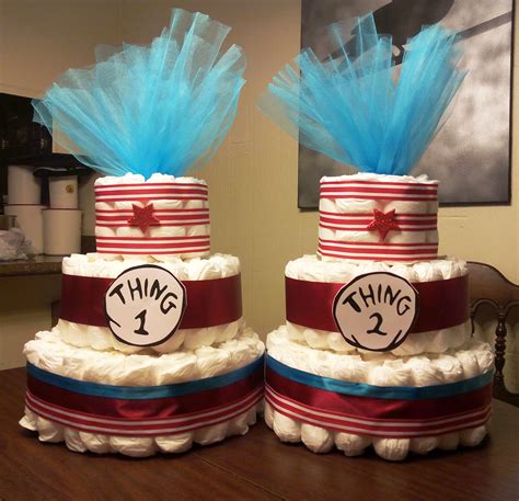 Dr Seuss Thing One And Thing Two Diaper Cakes Second Baby Showers