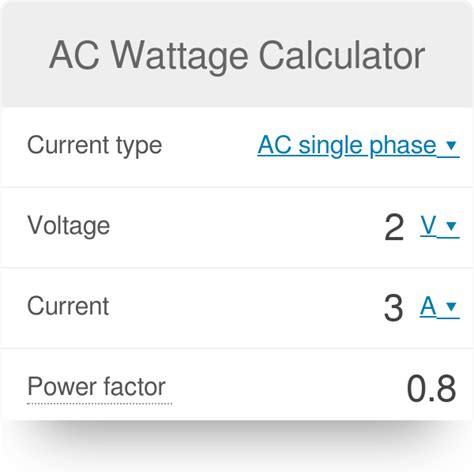 Wattage Calculator Ac