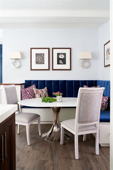 Sapphire Blue Velvet Dining Banquette With Bungalow 5 Stockholm Center