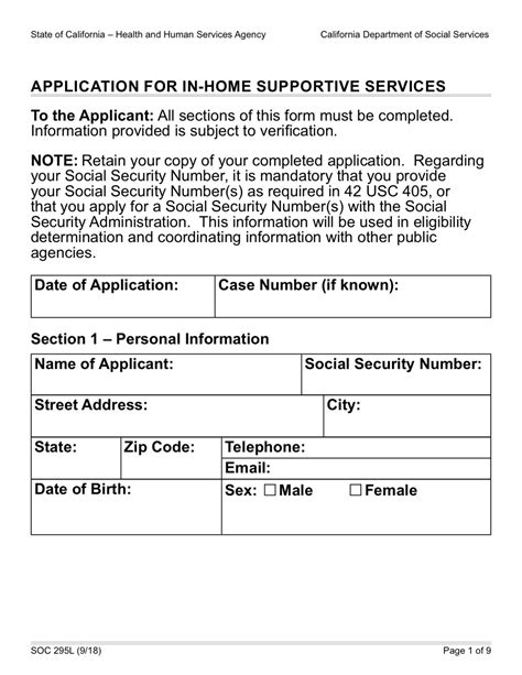 Ihss Application For In Home Supportive Services Soc L Chapman