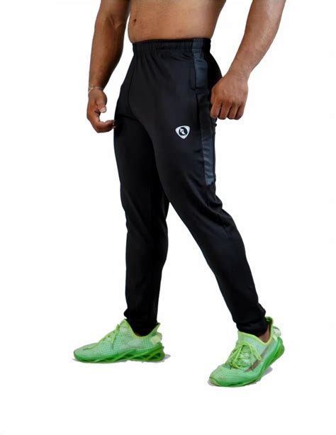 Track Pant Brand Logo Printed Drycraft Men 4 Way Lycra Lower Black