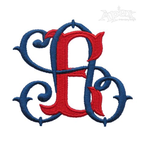 Pagoda Interlocking Monogram Embroidery Font Apex Letters