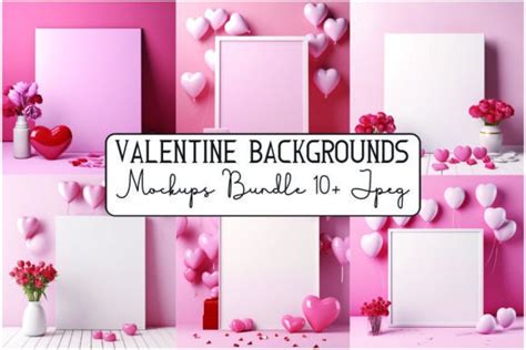 5 Valentine Card Backgrounds Mockup Bundle Designs Graphics