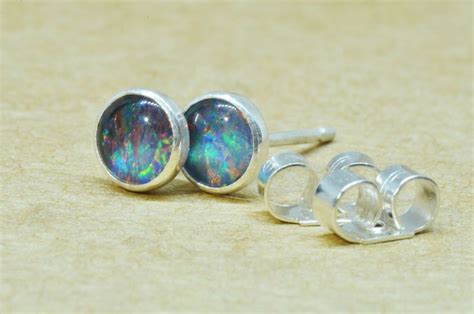 Blue Opal Earrings Made With Genuine Sterling Silver Studs Etsy Uk