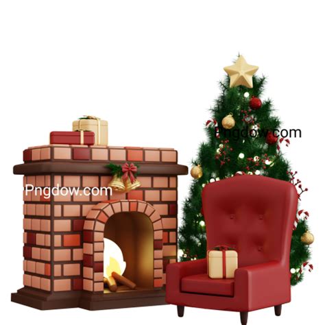 3D Christmas illustration with fireplace - Photo #11589 - Pngdow - Free ...