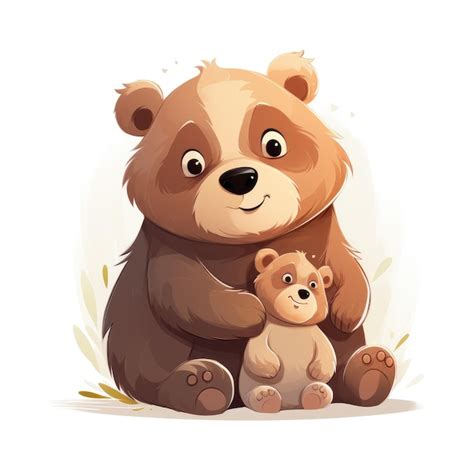 Premium AI Image | Whimsical Mama Bear A Playful Cartoon Medley on a Blank Canvas