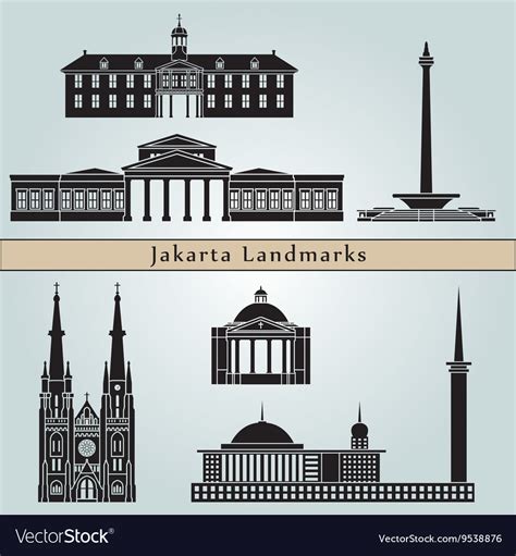 Jakarta landmarks and monuments Royalty Free Vector Image