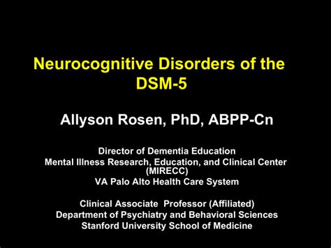 Neurocognitive Disorders Of The Dsm 5