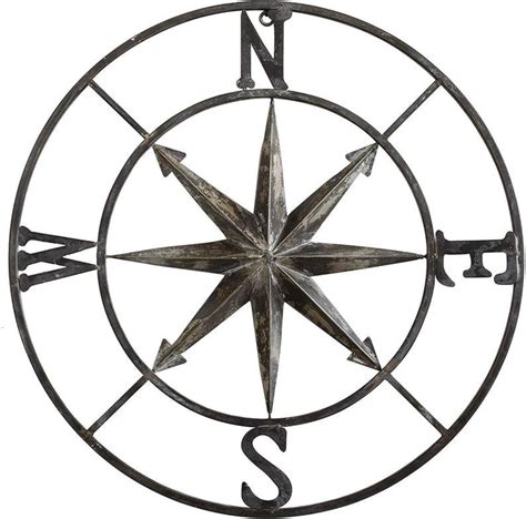 Decorative Round Metal Compass Wall Décor 30 Black Wall Etsy