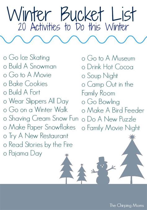 Winter Bucket List Free Printable The Chirping Moms Winter Bucket