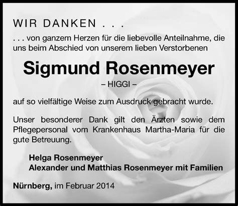 Traueranzeigen Von Sigmund Rosenmeyer Trauer Nn De