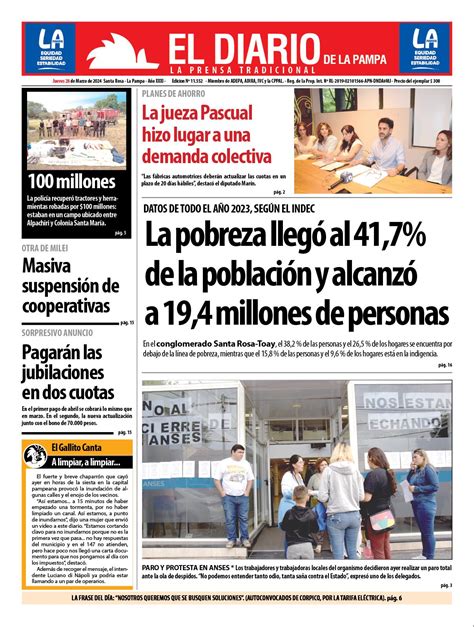 Tapa De El Diario En Papel Jueves De Marzo De El Diario De