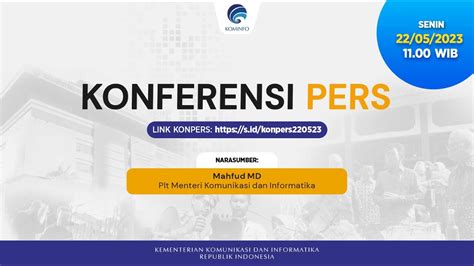 Konferensi Pers Plt Menteri Komunikasi Dan Informatika Mahfud MD YouTube