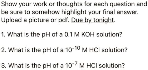 Solved Show Your Work Or Thoughts For Each Question And Be Sure To