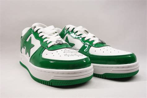 A Bathing Ape Bape Sta Patent Leather Green White Reps