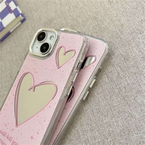 Pink heart mirror phone case | iPhone Case | Three Fleas