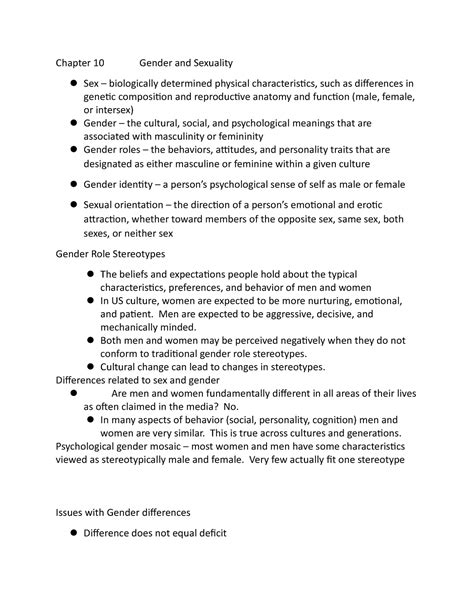 Psy 200 Chapter 10 9e Gender And Sexuality Chapter 10 Gender And Sexuality Sex