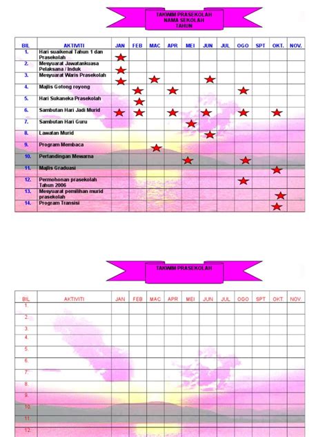 Pdf Takwim Prasekolah Carta Gantt Dokumen Tips