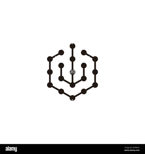 Letter U And W Hexagon Molecules Geometric Symbol Simple Logo Vector