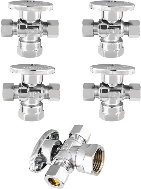 Pack Of 5 EFIELD Dual Compression Outlet 1 4 Turn Angle Stop Valves 1