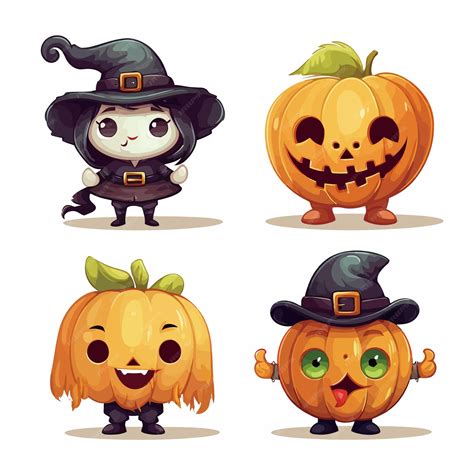 Premium Vector | Vector collection set of halloween pumpkin characters