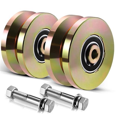 Soiiw 4" Heavy Duty V Groove Sliding Gate Rollers Wheels 2 Sets V