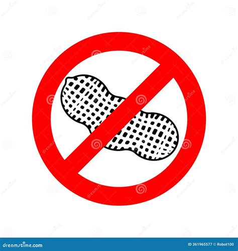 Peanut In Red Prohibition Sign Promoting Peanut Free Food For Allergy