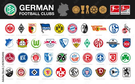 Layered vector set of 40 German football club's logos including