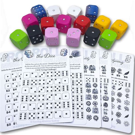 6 Roll the Dice Pages W/ 2 Large Dice Size 1 1/2 Inch With Rhinestones ...