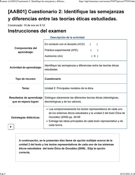 Examen AAB01 Cuestionario 2 Identifique Las Semejanzas Y Diferencias