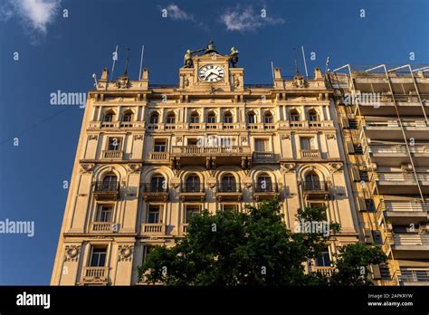 Beautiful view to facade of historical buildings in central Buenos ...