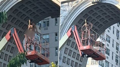 Man Climbs Boom Lift And Strips Naked Before Crowd At Washington Square