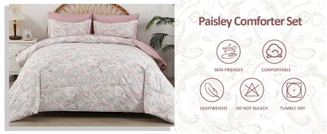 Amazon Drucon Pink Paisley Comforter Set Pieces Bed In A Bag