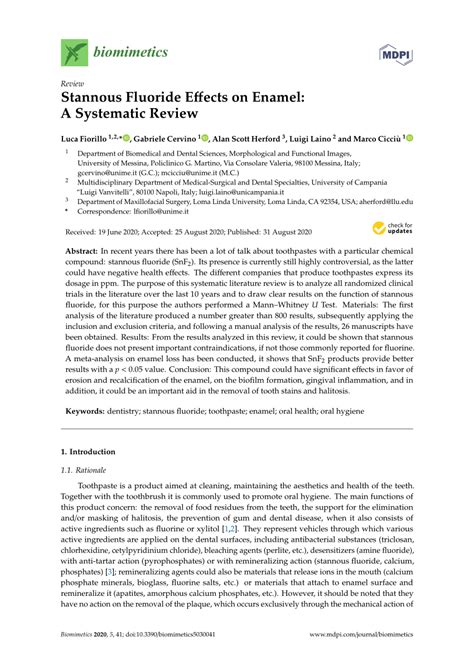 PDF Stannous Fluoride Effects On Enamel A Systematic Review