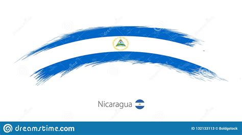 Bandera De Nicaragua En Movimiento Redondeado Del Cepillo Del Grunge