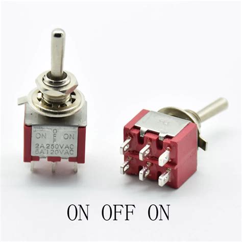 Pcs Red Toggle Switch Mini Mts On Off On Dpdt Latching A Vac