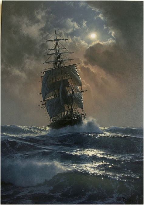 A Painting Of A Sailing Ship In The Ocean