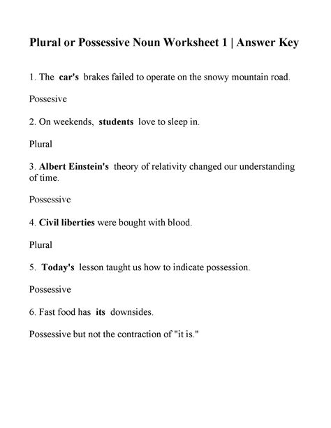 Possessive Or Plural Nouns Worksheet Possessive Plural Nouns