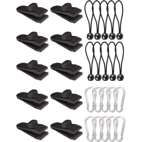 Lot de 30 clips pour bâche de tente multifonction Avec cordes