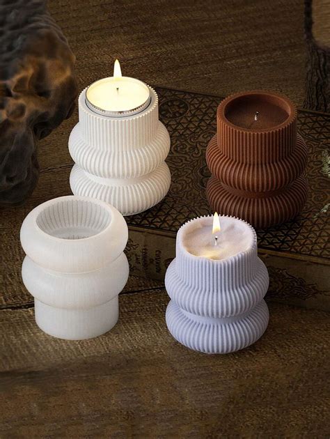 DIY Spiral Stripe Cylinder Shaped Silicone Candle Mold Candlestick