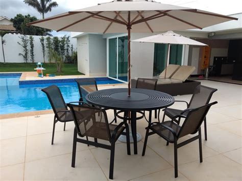 Mesas E Cadeiras Piscina - Jogo 6 Cadeiras E Mesa + Ombrelone Para Piscina Jardim | Parcelamento ...