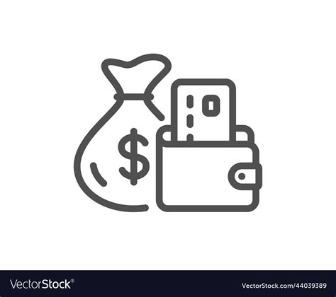 Change Money Line Icon Credit Card Sign Royalty Free Vector