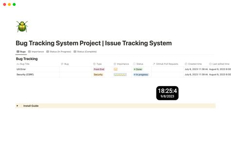 Bug Tracking System Project, Issue Tracking System | Notion Template