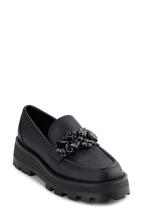 Karl Lagerfeld Paris Marcia Crystal Lug Loafer Black Editorialist