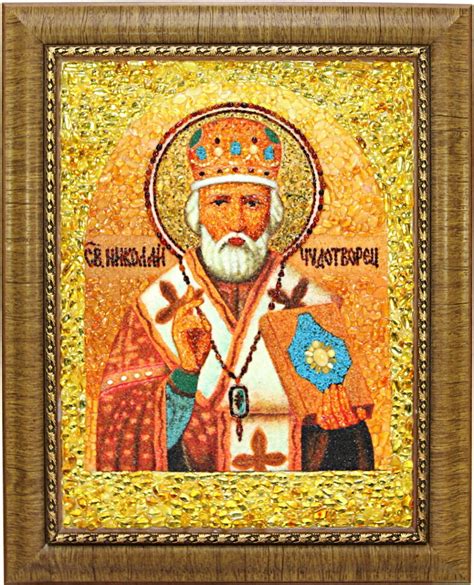 Купить Икона из янтаря - Николай Угодник по цене 37 950 руб.