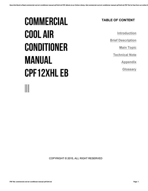 Commercial Cool Air Conditioner Manual Cpf12xhl Eb by michaelhanneman7 ...