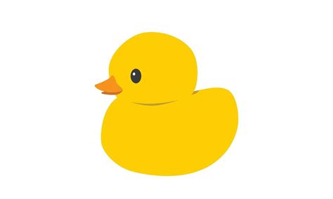 Yellow Rubber Duck Clipart Simple Cute Yellow Duck Toy Flat Vector Illustration Inflatable Toy