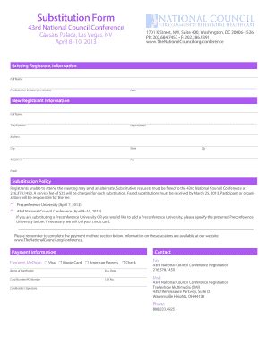 Fillable Online Thenationalcouncil Substitution Form 43rd National