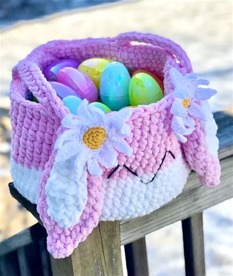 Darling Daisy Bunny Basket Crochet Pattern Weave Crochet